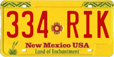 NM license plate 334RIK