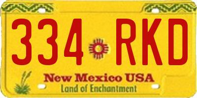 NM license plate 334RKD