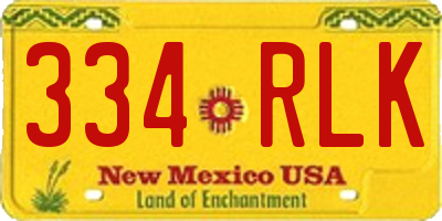 NM license plate 334RLK