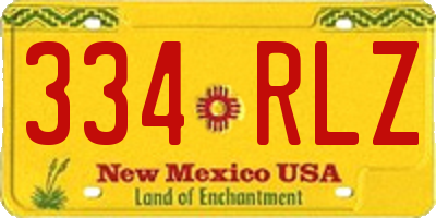 NM license plate 334RLZ