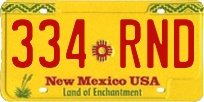 NM license plate 334RND