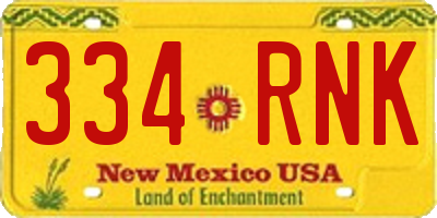 NM license plate 334RNK