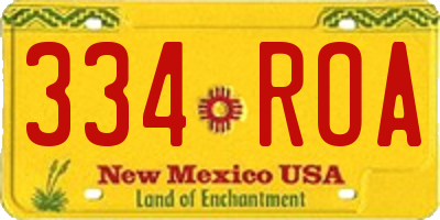NM license plate 334ROA