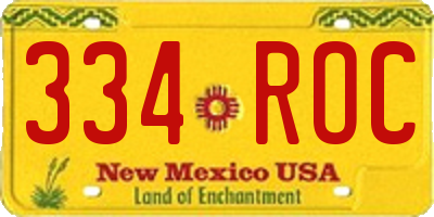 NM license plate 334ROC