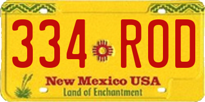 NM license plate 334ROD