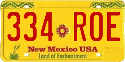 NM license plate 334ROE