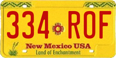 NM license plate 334ROF