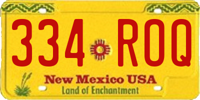 NM license plate 334ROQ