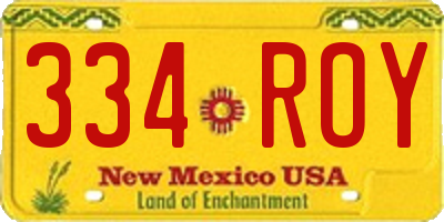 NM license plate 334ROY