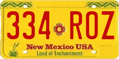 NM license plate 334ROZ