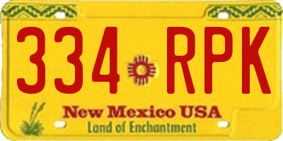 NM license plate 334RPK