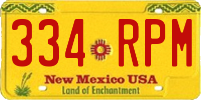 NM license plate 334RPM