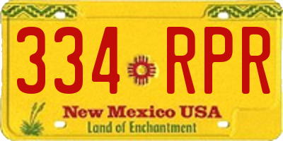 NM license plate 334RPR