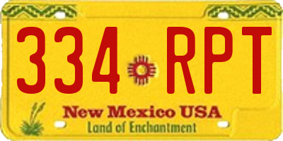 NM license plate 334RPT