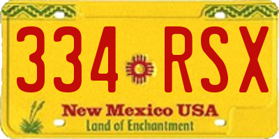 NM license plate 334RSX