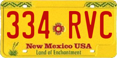 NM license plate 334RVC