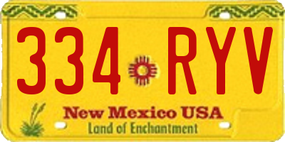 NM license plate 334RYV