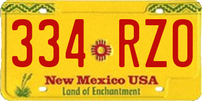 NM license plate 334RZO