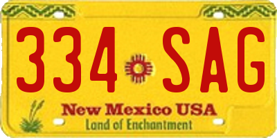 NM license plate 334SAG