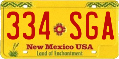 NM license plate 334SGA