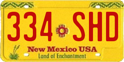 NM license plate 334SHD