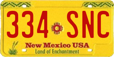 NM license plate 334SNC