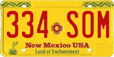 NM license plate 334SOM