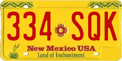 NM license plate 334SQK