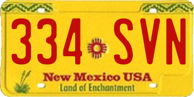 NM license plate 334SVN