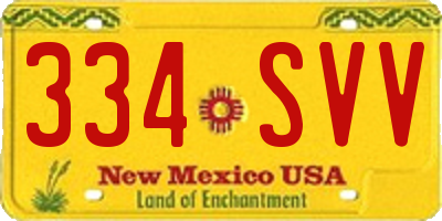 NM license plate 334SVV
