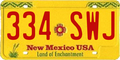 NM license plate 334SWJ