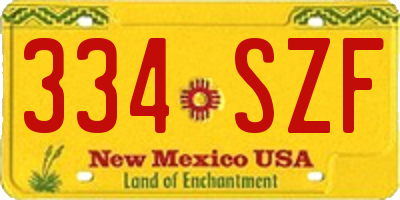 NM license plate 334SZF