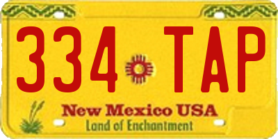 NM license plate 334TAP