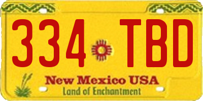 NM license plate 334TBD