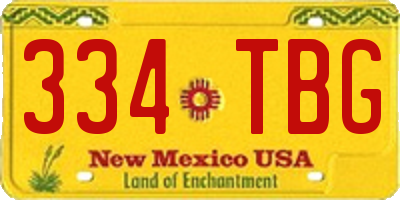 NM license plate 334TBG