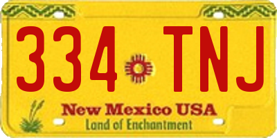 NM license plate 334TNJ