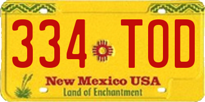 NM license plate 334TOD