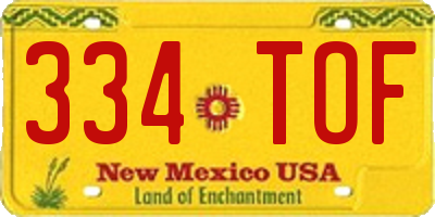 NM license plate 334TOF