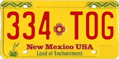 NM license plate 334TOG