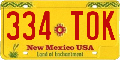 NM license plate 334TOK