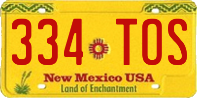 NM license plate 334TOS