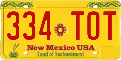 NM license plate 334TOT