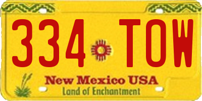 NM license plate 334TOW