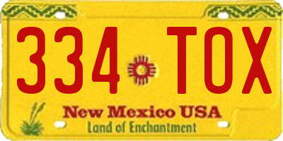 NM license plate 334TOX