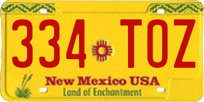 NM license plate 334TOZ
