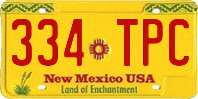 NM license plate 334TPC