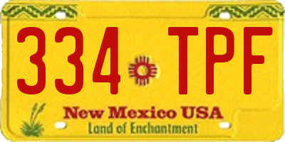NM license plate 334TPF