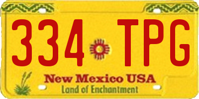 NM license plate 334TPG