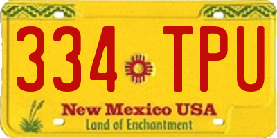 NM license plate 334TPU