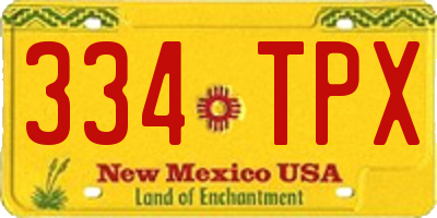 NM license plate 334TPX